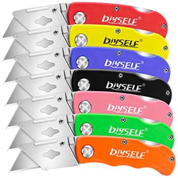DIYSELF Knife 7 Pack Box Cutters, Back Lock Design, Quick Change Blade, Razor Knife Folding Utility Knife for Work, Boxes, Cardboard, Carton, Carpet | The Storepaperoomates Retail Market - Fast Affordable Shopping