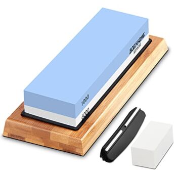 Whetstone Sharpening Stone Kit Dual Sided 1000/6000 Grit Waterstone Kit Best Wet Sharpener for Chefs and Kitchen Knife Anti-slip Base Angle Guide & Flattening Stone | The Storepaperoomates Retail Market - Fast Affordable Shopping