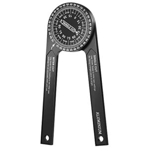 Gohelper Miter Saw Protractor Angle Finder Tool Guide case, 7 inch Aluminum Measuring Miter Gauge Protractor Inside & Outside Corner Angle Finder Protractor for Woodworking, Metal, Crown molding