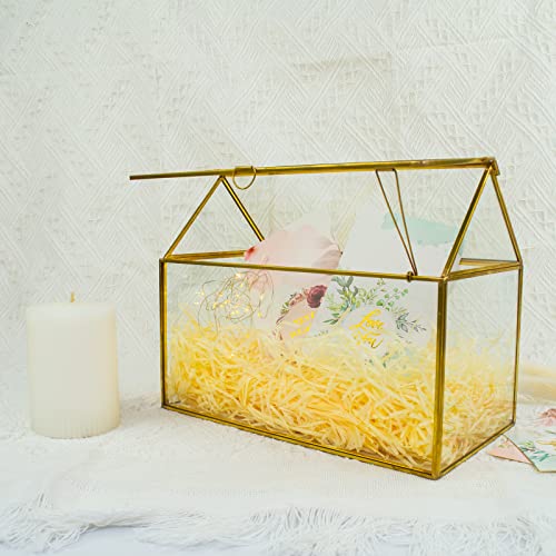 YIMORENCE V Gold Wedding Glass Card Box – Large Wedding Card Holder Gold Handmade Brass Vintage House Shape with Lid (House Gold) | The Storepaperoomates Retail Market - Fast Affordable Shopping