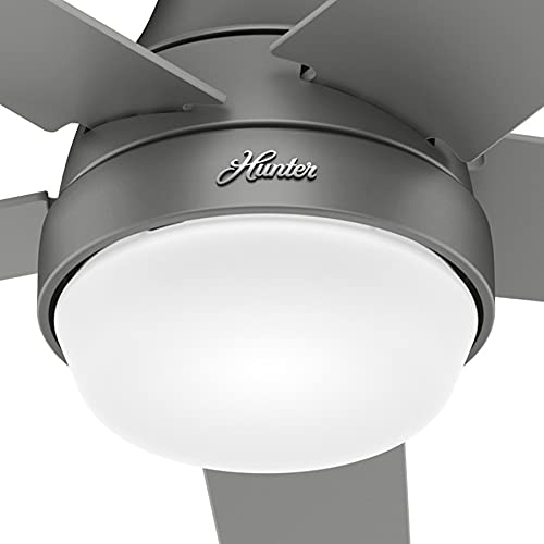 Hunter Fan 52 inch Contemporary Matte Silver Indoor Ceiling Fan with Light and Remote Control (Renewed) | The Storepaperoomates Retail Market - Fast Affordable Shopping
