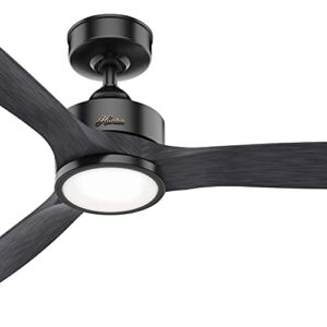 Hunter Fan 72 inch Contemporary Matte Black Outdoor Ceiling Fan with Light Kit and Remote Control (Renewed)