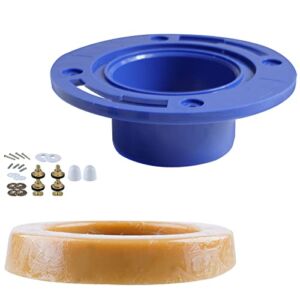 Toilet Wax Ring Kit with Flexible Flange and Bolts for Toilet Bowl- Gas, Odor and Watertight Seal, Fit Toilet Install & Repair – Easy to Install