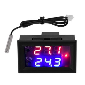 DC 12V All Purpose Digital Temperature Controller Thermostat with Sensor Programmable Dual Color LED Display Monitor