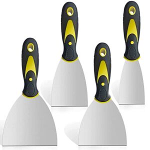 4 Pack Putty Knife Scraper, 2″ 3″ 4″ 5″ Putty Knife Set, Stainless Steel Putty Knife Scraper, Wallpaper Scraper Paint Scraper Tool for Spreading Drywall Spackle & Mud, Taping, Scraping Paint