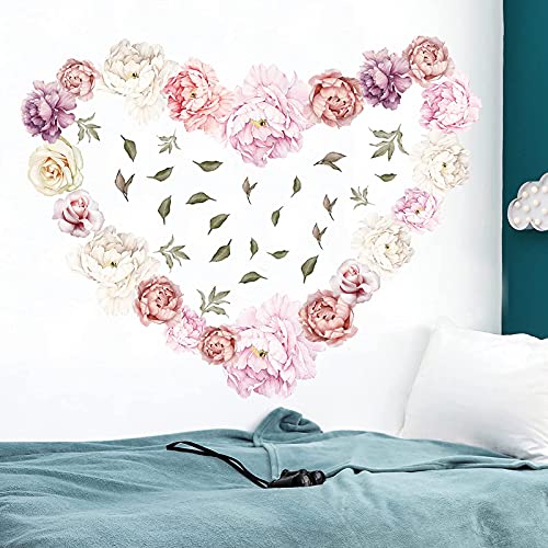 Peonies Wall Decals Flowers Wall Stickers for Girls Room, Delicate Floral Wall Murals Decorative Waterproof Decor Posters Vinyl DIY Wallpaper Art Applique for Living Room Bedroom | The Storepaperoomates Retail Market - Fast Affordable Shopping