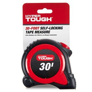 Hyper Tough 30-Foot SELF-Locking Tape Measure • Automatic Blade with Push-Button RETRACTION