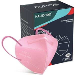 HALIDODO KN95 Face Mask, 5-Ply Breathable Comfortable Safety Mask (Pink)