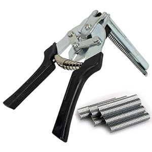 Type M Hog Nail Ring Pliers Kit with 2400pcs M Clips for Fence Fastening, Upholstery Installation, Animal Cages