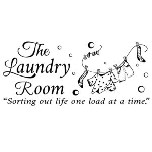 SUPERDANT 1 Sheet The Laundry Room Quotes Wall Stickers Vinyl Wall Decor Stickers DIY Saying Wall Art Decal Sticker Home Decoration for Living Room, Bedroom, Bathroom, Black(27x59cm)