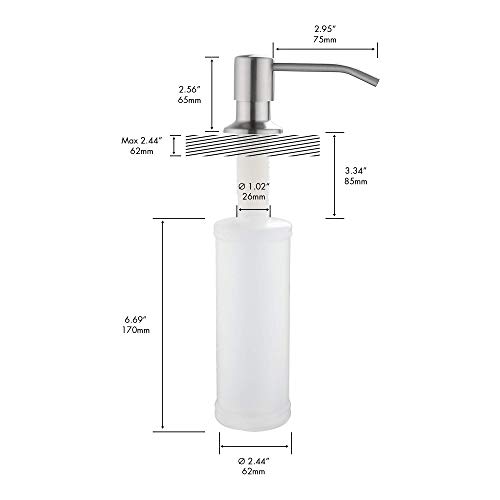 Rainovo Sink Soap Dispenser for Kitchen，Built in Kitchen Sink Soap Dispenser Brushed Nickel Stainless Steel，Soap Dispenser Pump with Large Soap Bottle，Lotion Dispenser Refill from The Top | The Storepaperoomates Retail Market - Fast Affordable Shopping