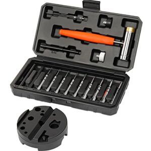 BESTNULE Punch Set, Punch Tools, Roll Pin Punch Set, Made of Solid Material Including Steel Punches and Hammer, Ideal for Maintenance (With Bench Block)