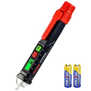 WGGE AC Voltage Tester/Non-Contact Voltage Tester with Dual Range AC 12V-1000V/48V-1000V, Electrical Pen with LCD Display and Flashlight Buzzer Alarm, Detect Wire Breakpoint, Live/Null Wire Tester