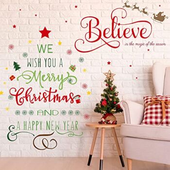 Christmas Decal Stickers New Year Happy Christmas Believe Quotes Wall Decals Reindeer Christmas Tree Vinyl Wall Art Decals Decor Removable Modern for Christmas Party Supplies Home Window Decor | The Storepaperoomates Retail Market - Fast Affordable Shopping