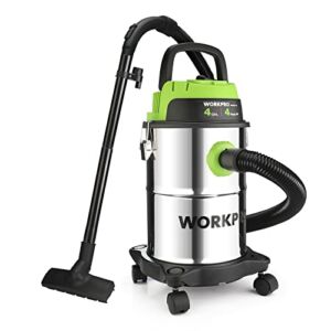 WORKPRO 4 Gallon Wet/Dry Vacuum, 4 Peak HP Shop Vac Cleaner with HEPA Filter, Hose and Accessories for Home/Jobsite