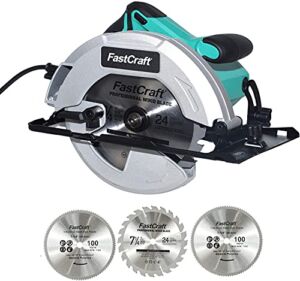 FastCraft Circular Saw w/ 3pc Saw Blades – Corded Electric Circular Saw 21A PEAK GUARANTEED POWER | FastCraft the Top Brand at Costco – All Industrial & PRO Grade