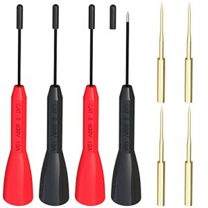 Goupchn Test Probe Set 4PCS 600V/10A Non-Destructive Back Probes and 4PCS Gold-Plated Precision Sharp Probes for 2mm Multimeter Leads Electrical Testing