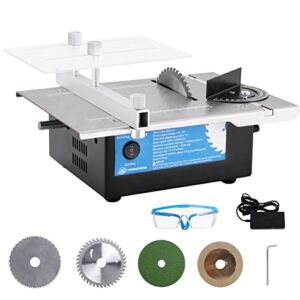 Mini Hobby Table Saw 180W Portable Precision Table Saws, with 4 Blades, 25/32 Inch Cut Depth, Multifunctional Small Cutting Saw for Woodworking Crafts Handmade