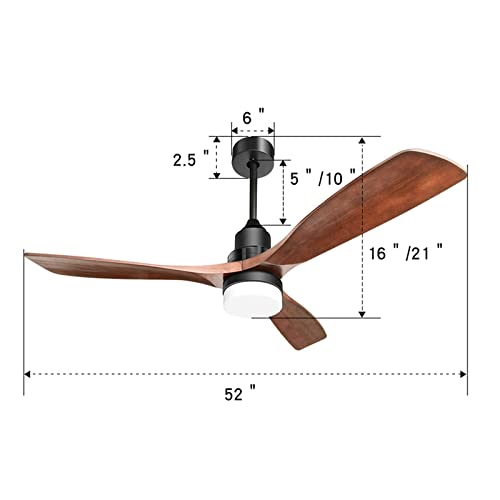 Sofucor 52 inches Ceiling Fans Indoor with Light 3 Wood Walnut Reversible Blades Controlled by Remote Glass Lampcover | The Storepaperoomates Retail Market - Fast Affordable Shopping