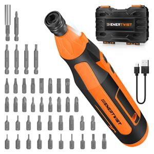 ENERTWIST 4V Electric Screwdriver Cordless Kit, 6N.m Rechargeable Lithium-ion Battery Power Screwdriver with 43-Pieces Accessories, Built-in LED, USB Charging Cable, ET-CS-4B
