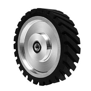 10×2 Inch Serrated Rubber Contact Wheel, Belt Grinder Rubber Wheel 7R8 Bearing Belt Grinder Wheel for Belt Machine Polishing Machine