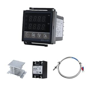 PID Temperature Controller Set, PID Temperature Controllers Thermostat Regulator, SSR 40DA Solid State Relay AC 100 to 240V, White Heat Sink and K Type Sensor Thermocouple