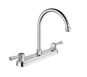 SOLVEX 2 Handle Kitchen Sink Faucet, High Arc 360 Swivel Stainless Steel Pipe 3 Hole Kitchen Faucet, Commercial Modern Chrome Kitchen Sink Faucet, US-SP-80078