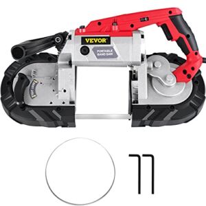 VEVOR Portable Band Saw, 5Inch Cutting Capacity Cordless BandSaw, Variable Speed Hand held Band Saw,10Amp Motor Portable Bandsaw, Deep Cut Bandsaw for Metal Wood Tubing Pipes Rebar and Plastic