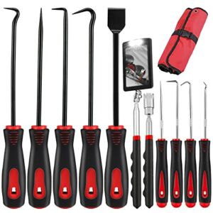 Aiment 11Pcs Long Hook & Pick Kit, Automotive Pick Tool Set with Inspection Mirror & Magnetic Telescoping Tool- Precision Scraper Gasket Scraping Hose Removal Puller Hook for Automotive & Electronic