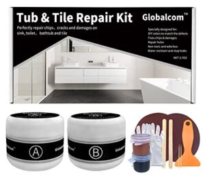 Tub and Fiberglass Shower Repair Kit (Color Match), 3.7oz Porcelain Repair Kit, Porcelain Sink and Acrylic Bathtub Repair Kit White for Cracks Chips Dents holes Almond/Biscuit/Bone