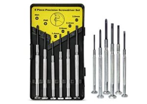 TUOYUANPU 6Pcs Mini Screwdriver Set, Eyeglass Repair Screwdriver, Precision Repair Tool Kit with 6 Different Size Flathead and Philips Screwdrivers, Ideal for Watch