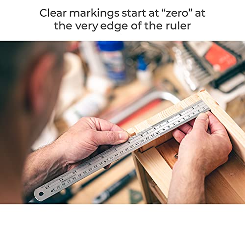 NOKKO Metal Ruler 10-Pack – Measuring Set of 12-Inch/30cm Stainless Steel Rulers – Imperial & Metric Measurements & Conversion Table – Etched Markers Start at The Very Edge of The Straight Edge Ruler | The Storepaperoomates Retail Market - Fast Affordable Shopping