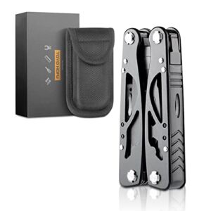 TOYO HOFU Mini Multitool with Pliers,Pocket Knife Multi tool with Phillips Screwdriver ,Wire Cutter,Bottle Opener,Utility Tool with case for EDC Camping Outdoor Survival Hiking Fishing(Black)