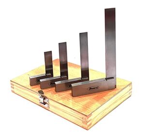Assorts’ Precision Machinist 2″/ 3″/ 4″ & 6″ Inches Steel Try Square DIY General Workshop Tools (Set of 4 Sizes) for Metal & Wood Workers-Supplied in Wooden Box