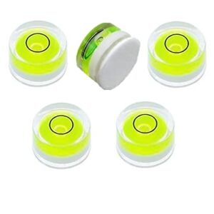 5Pcs Small Circular Double Sided Adhesive Bubble Spirit Levels for Work shop, Speakers, Phonograph, Tripod, Turntable, Automount Telescope, Drill, RVs, Camper, Etc. (25x10mm)