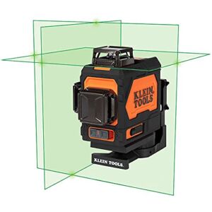 Klein Tools 93PLL Self-Leveling Laser Level, Green 3×360-Deg Planes, Rechargeable Battery, Magnetic Mount, Class II Laser (≤1mW @ 510-530nm)