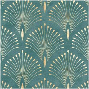UniGoos Peacock Tail Classic Pattern Blue Green Peel and Stick Wallpaper Vintage Removable Wall Paper Modern Self Adhesive Contact Paper for Cabinet Shelf Liner Bedroom DIY Decor 17.7″ x118″