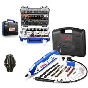 APEXFORGE 357Pcs Rotary Tool Accessories Kit + Rotary Tool Kit M6, Keyless Chuck & Flex Shaft, 172 Accessories, 6-Speed, 4 Attachments & Carrying Case, Ideal for Cutting/Sanding/Grinding/Sharpening
