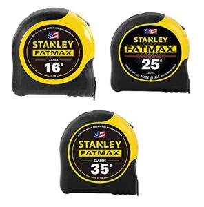 Stanley Tool Stanley 33-716-33-725-33-735 16ft., 25ft. and 35ft. Fatmax Classic Tape Measure Value Pack, Yellow/Black (33-162535)