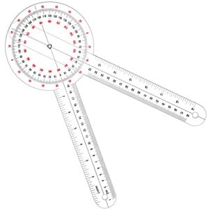 12 Inch Goniometer Transparent Orthopedic Angle Ruler Plastic Goniometer 360 Degree for Body Measuring Tape Goniometer Protractor Ruler (1)