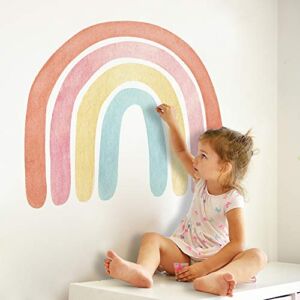 Watercolor Rainbow Wall Decal, Large Size Boho Rainbow Wall Stickers 28 x 22.5 Inch for Girls Bedroom Boys Kids Living Room Nursey Playroom