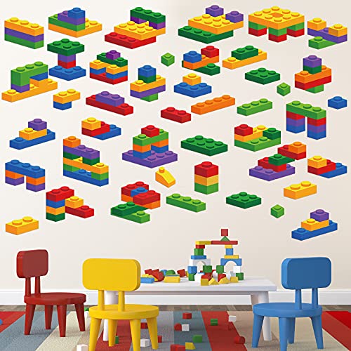 54 Pieces Building Blocks Wall Decals Kids Wall Stickers 5 Colors Bricks Wall Decal Peel and Stick Waterproof Brick Decals for Baby Boys Girls Nursery Bedroom Classroom Living Room Decorations | The Storepaperoomates Retail Market - Fast Affordable Shopping