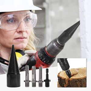 Firewood Drill Bit Wood Splitter For Cordless Drill,Wood Log Splitter With 4 Shank,32Mm Heavy Duty Drill Screw Cone Driver For Hand Drill Stick,Portable Wood Cut Tool For Hand Drill Stick (1 Set)
