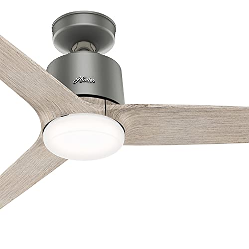 Hunter Fan 52 inch Casual Matte Silver indoor Ceiling Fan with Light Kit and Remote Control (Renewed) | The Storepaperoomates Retail Market - Fast Affordable Shopping