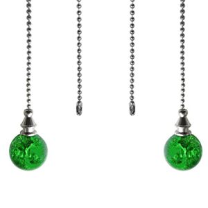 BAIRONG 2pcs Green Pull Chain Crystal Glass Ice Cracked Ball Pull Chain 50cm Extension Chain Ceiling Fan Light Decoration Living Room Decor (Chain Length Can Be Cut)