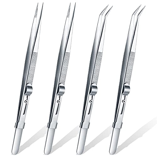 4 Pieces Precision Soldering Tweezer ESD Industrial Electronic Tweezers Tool Set Include Fine Point Tip Straight Tweezer and Locking Curved Tip Precision Tweezer for Jewelry Makeing Craft | The Storepaperoomates Retail Market - Fast Affordable Shopping