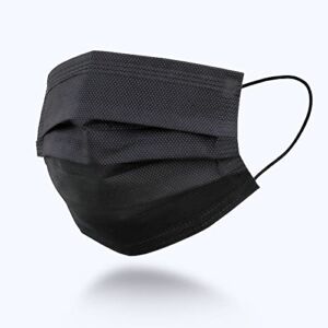 100 Pcs Face Mask, 3-Layer Breathable Anti-dust Protective Masks, Disposable Face Mask for Adult/Women/Man（Black）