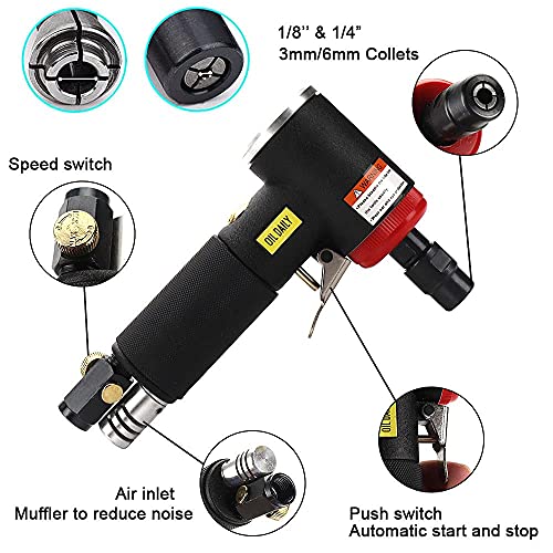 SI FANG 16Pcs Air Die Grinder Kit, Right Angle Die Grinder with 1/4″ & 1/8″ Collets and 10Pcs 2″ Quick Change Roll Lock Sanding Discs Mix Set, 20,000RPM Pneumatic Power Air Grinding Tool (Black) | The Storepaperoomates Retail Market - Fast Affordable Shopping