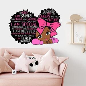 Yovkky Black Girl Magic I Am Special Inspirational Quote Wall Decal Pink Motivational Saying African American Sticker Nursery Positive Decor Baby Toddler Room Decoration Afro Kid Bedroom Playroom Art