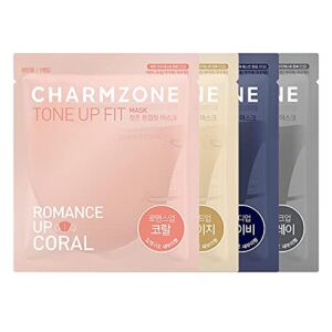 CHARMZONE Tone Up Fit Premium Protective Fashion Mask 25EA, Beige/Grey/Navy/Coral, S/M/L, Individually Packed Made in Korea (Large, Trial Pack)